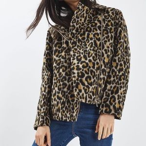 Topshop animal print biker jacket